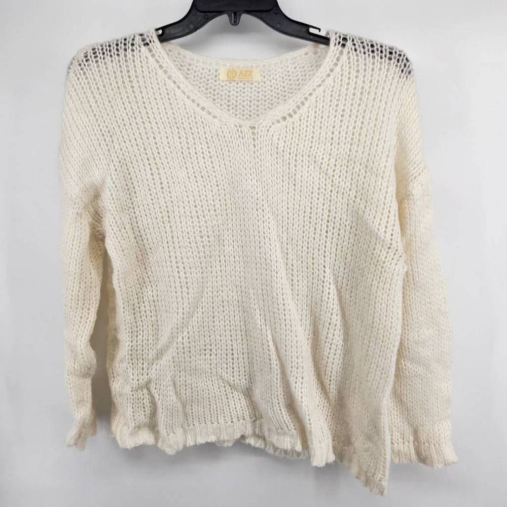 AZZ Cream White Loose Knit Sweater Women's Medium